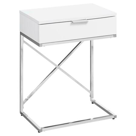 DAPHNES DINNETTE 24 in. Glossy White & Chrome Metal Accent Table DA3070841